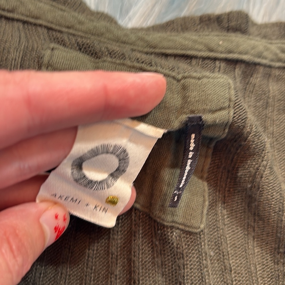 Anthropologie Olive Green Ribbed Button-Front Cardigan - Picture 7 of 9